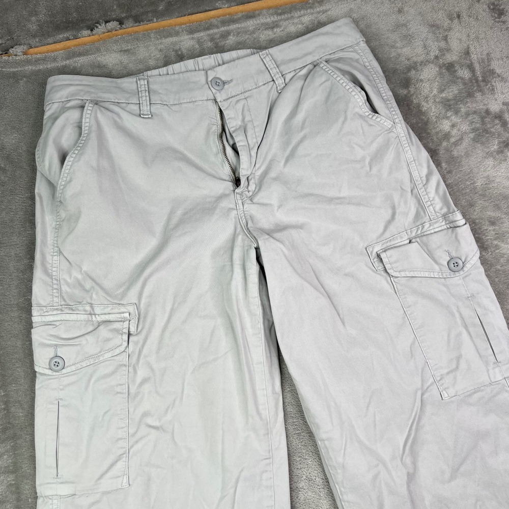 American Eagle Mid-Rise Baggy Wide Leg Cargo Pants‎ Womens 12 Long Grey Stretch